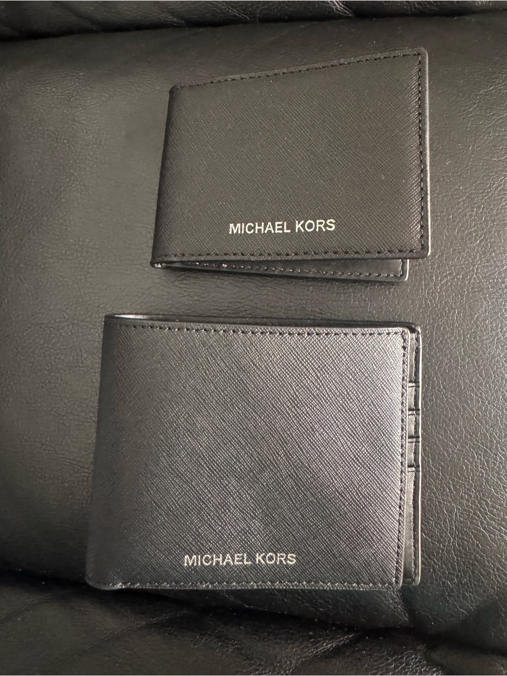 NEW Michael Kors Black Saffiano Leather Men's Wallet Duo